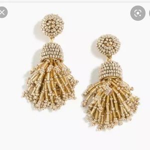 Gold Jcrew beaded tassel earring